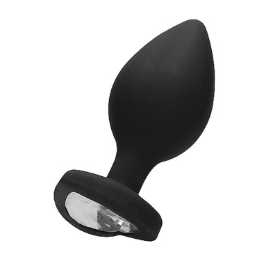 Diamond Heart Butt Plug - Extra Large - Black